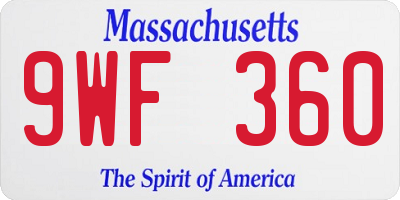 MA license plate 9WF360
