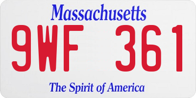 MA license plate 9WF361