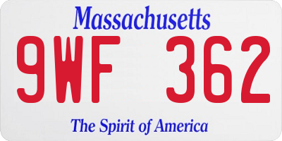 MA license plate 9WF362