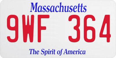 MA license plate 9WF364