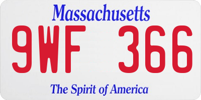 MA license plate 9WF366