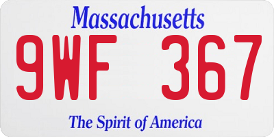 MA license plate 9WF367