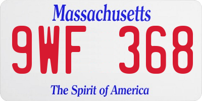 MA license plate 9WF368