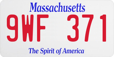 MA license plate 9WF371