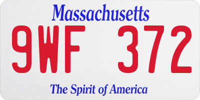 MA license plate 9WF372