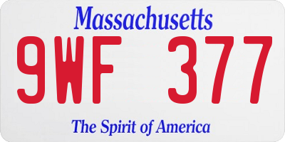 MA license plate 9WF377