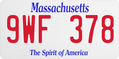 MA license plate 9WF378