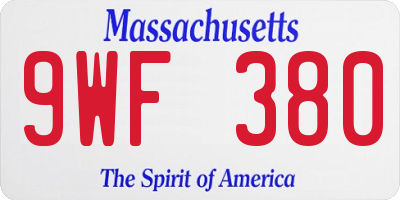 MA license plate 9WF380