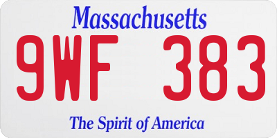 MA license plate 9WF383