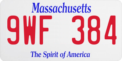 MA license plate 9WF384