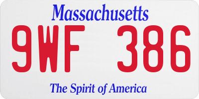 MA license plate 9WF386