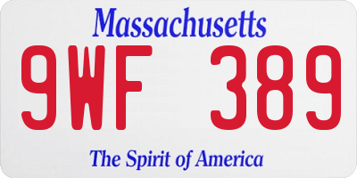 MA license plate 9WF389