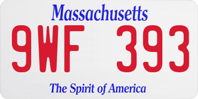 MA license plate 9WF393