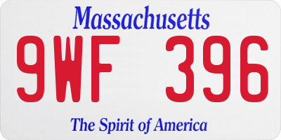 MA license plate 9WF396