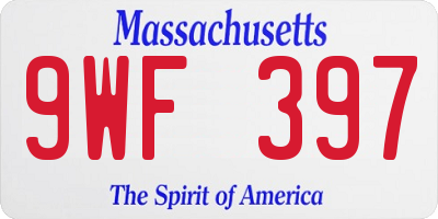 MA license plate 9WF397