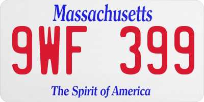 MA license plate 9WF399
