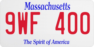 MA license plate 9WF400