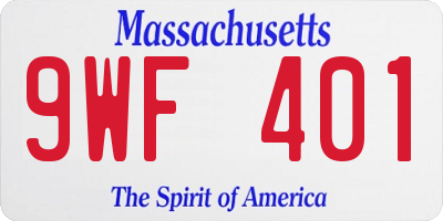 MA license plate 9WF401