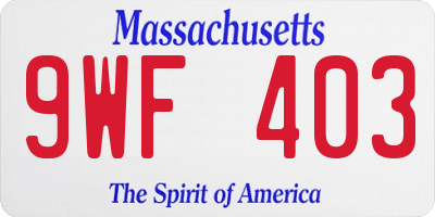 MA license plate 9WF403