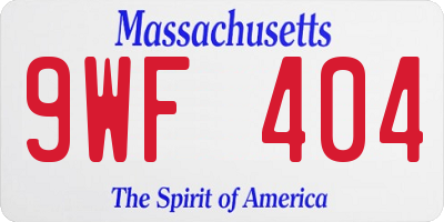 MA license plate 9WF404