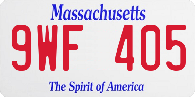MA license plate 9WF405