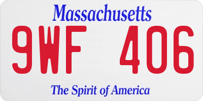 MA license plate 9WF406
