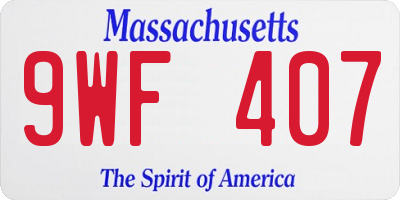 MA license plate 9WF407