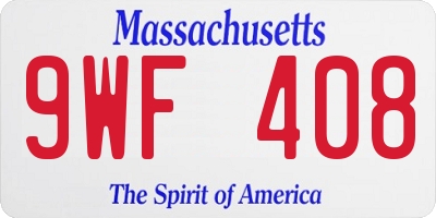 MA license plate 9WF408