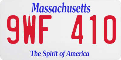 MA license plate 9WF410