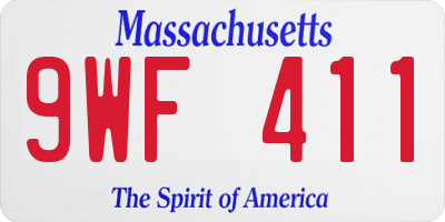 MA license plate 9WF411
