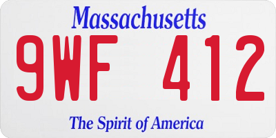 MA license plate 9WF412