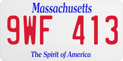 MA license plate 9WF413