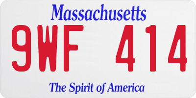 MA license plate 9WF414