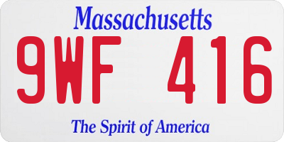 MA license plate 9WF416