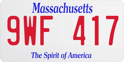 MA license plate 9WF417