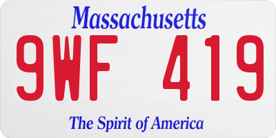 MA license plate 9WF419