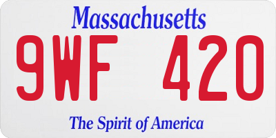 MA license plate 9WF420