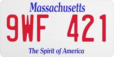 MA license plate 9WF421