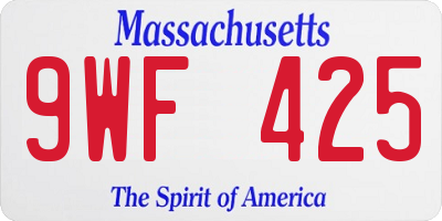 MA license plate 9WF425