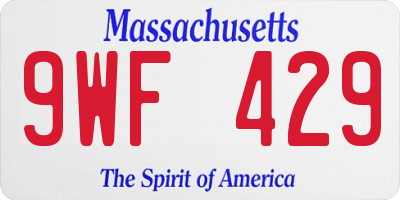 MA license plate 9WF429