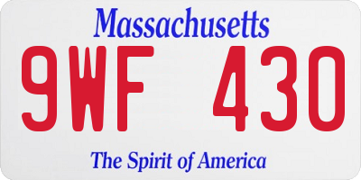 MA license plate 9WF430