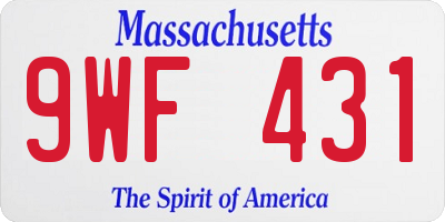 MA license plate 9WF431