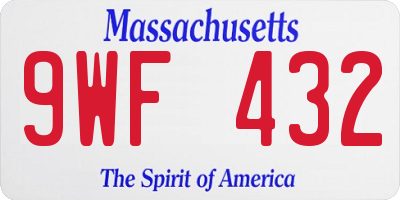 MA license plate 9WF432