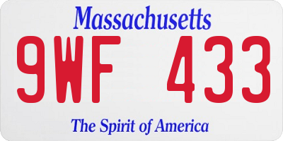 MA license plate 9WF433