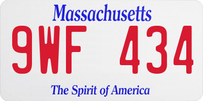 MA license plate 9WF434