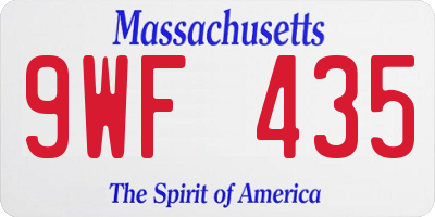 MA license plate 9WF435