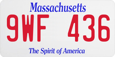 MA license plate 9WF436