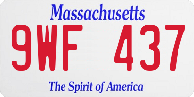 MA license plate 9WF437