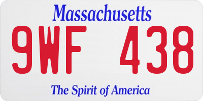 MA license plate 9WF438