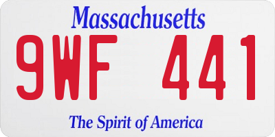 MA license plate 9WF441